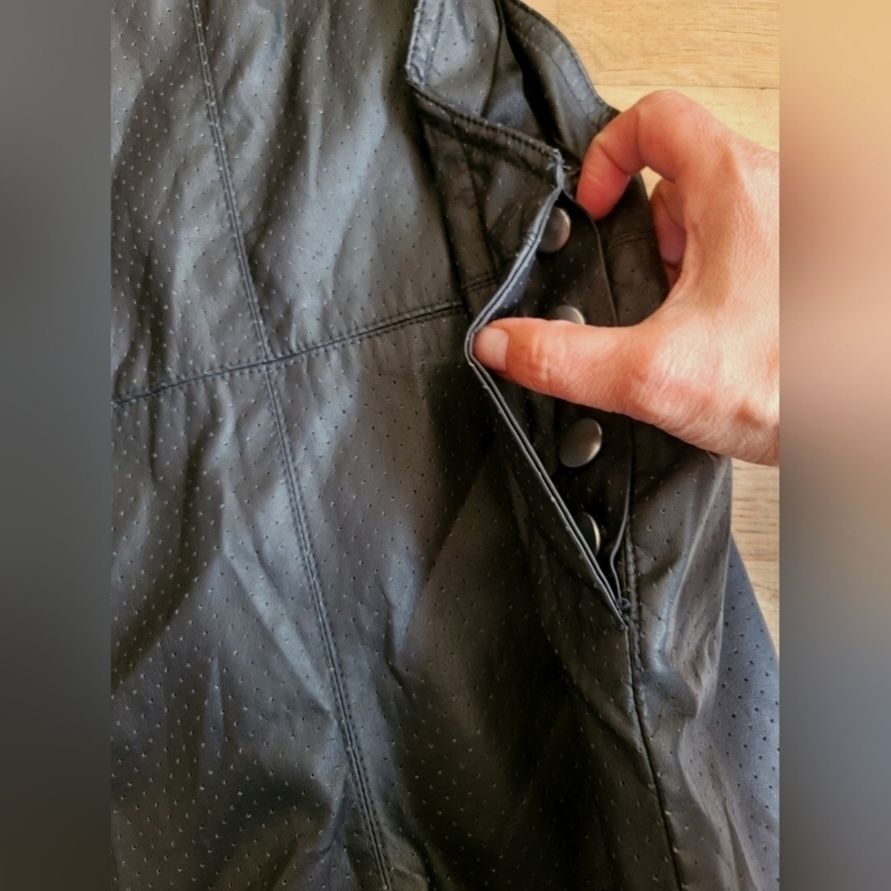 TOWNSEN, Rookie‎ Overalls in Abyss, Black Perforated Vegan Leather, Size XS - Picture 5 of 8